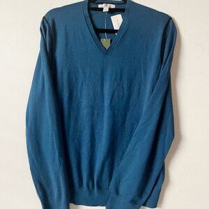 NWT Banana Republic Men VNeck Cotton Blend Sweater Medium M Teal
